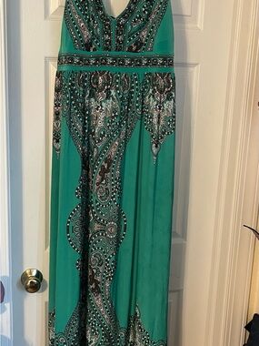 INC International Concepts Teal Paisley Maxi Dress